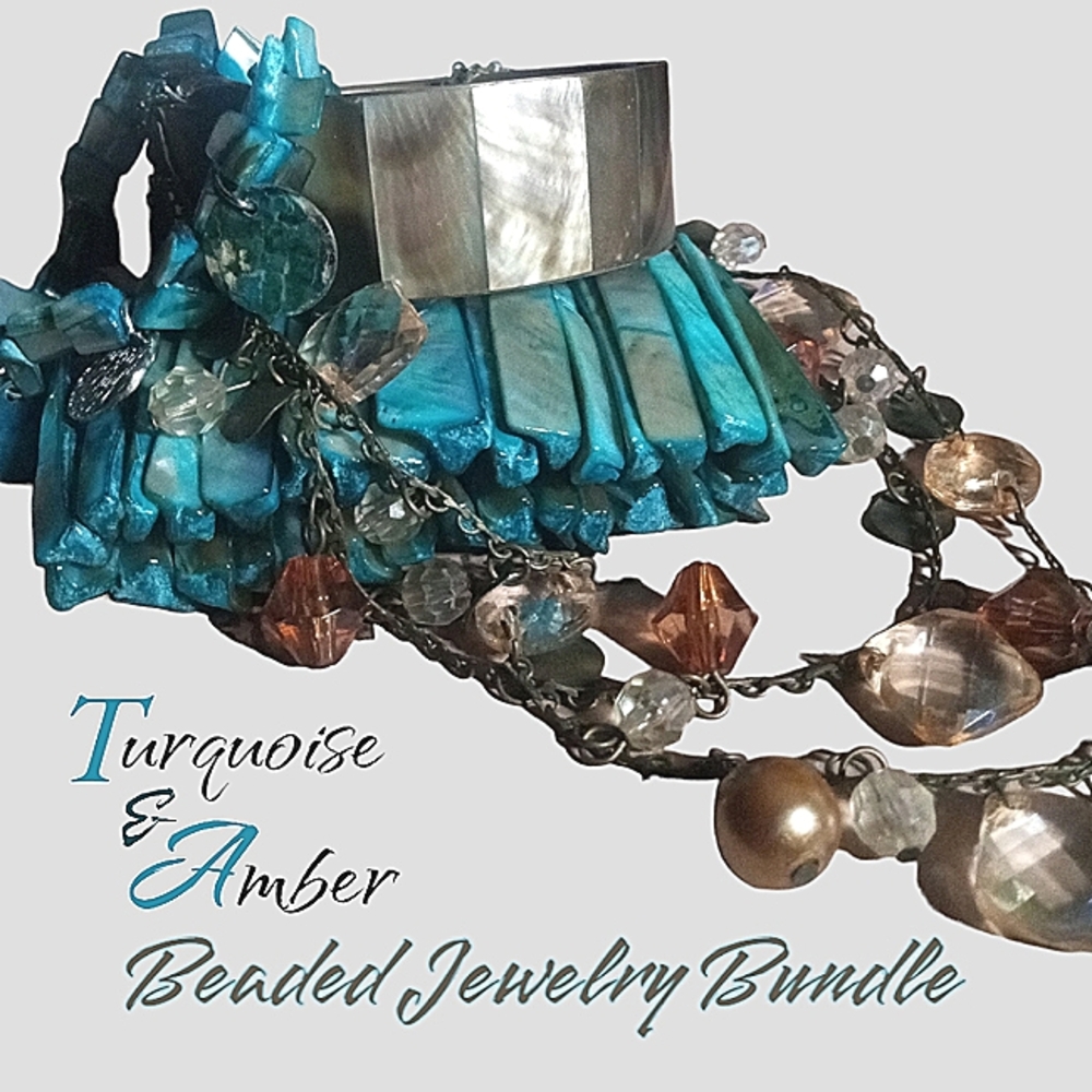Turquoise & Amber Jewelry Bundle